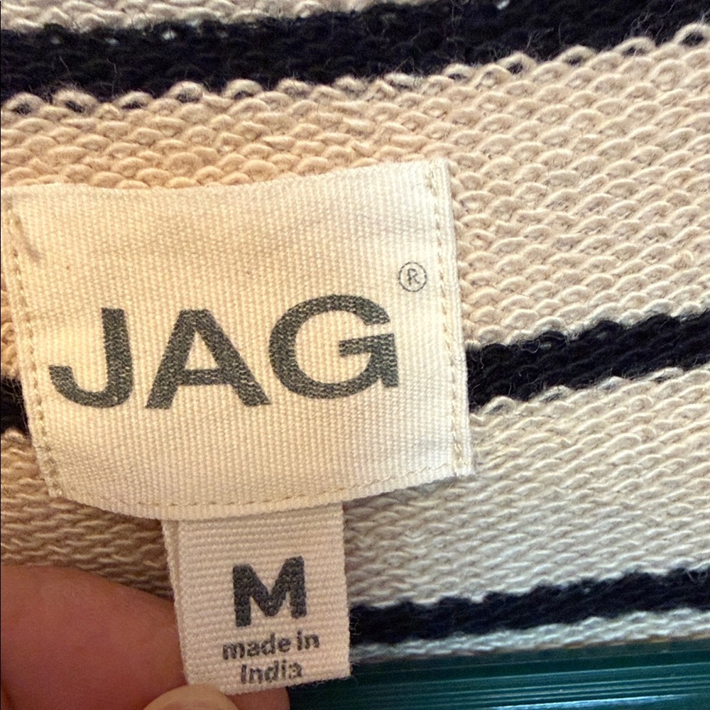 JAG Size Medium Striped Half-Zip 100% Cotton Pullover Sweater Top - Picture 2 of 6